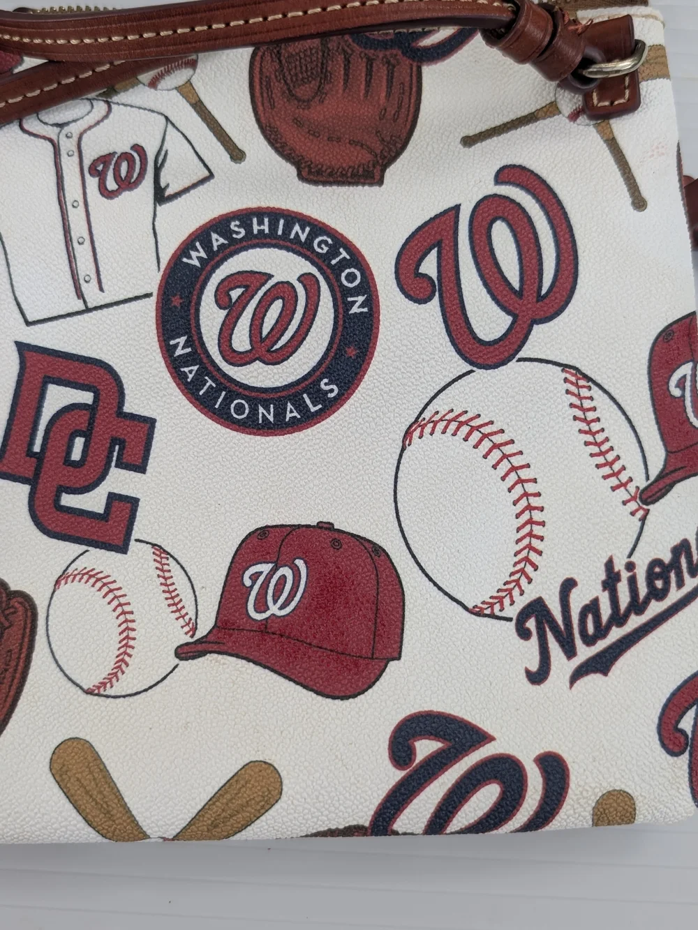 Dooney & Bourke Maroon and White Washington Nationals Crossbody Bag